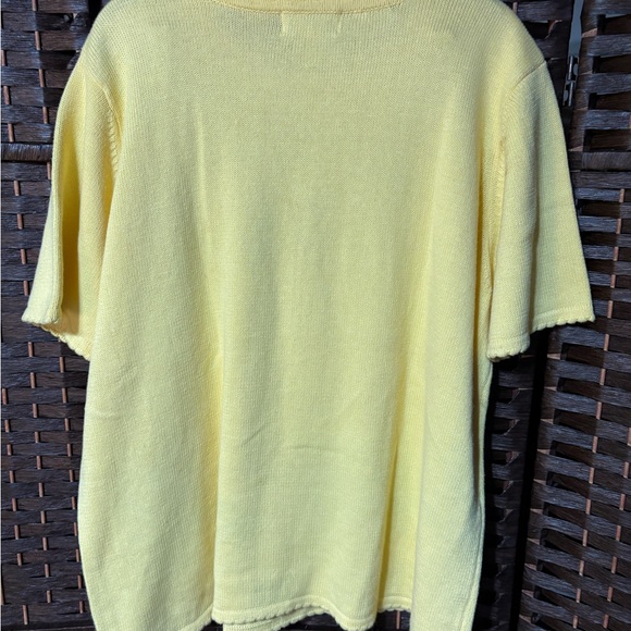 Alfred Dunner Woman 1X Yellow Embroidered Frog Lily Pad Pond Scene Knit Sweater - Picture 5 of 5